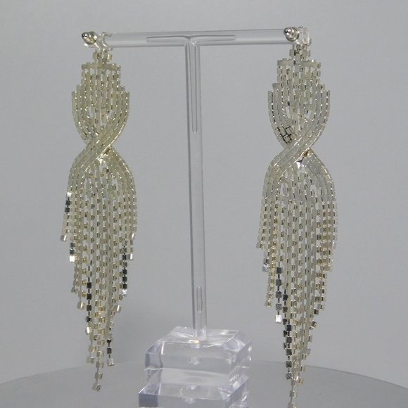 Teardrop Crystal Tassels Dangle Earrings NEW! - Picture 5 of 12